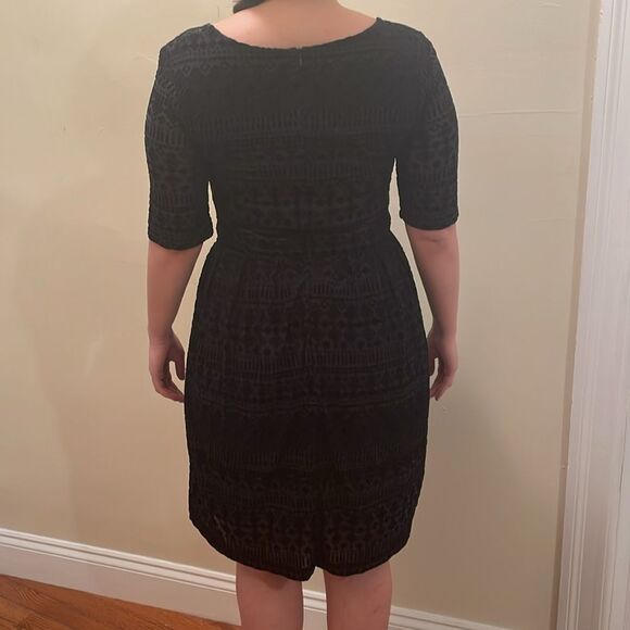 Anthropologie Meadow rue navy blue diamond abstract velvet cocktail party dress - Picture 9 of 17